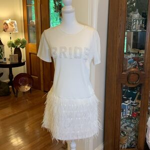 Why Dress White Feathered/Beaded Bride Mini Dress - Bachelorette parties